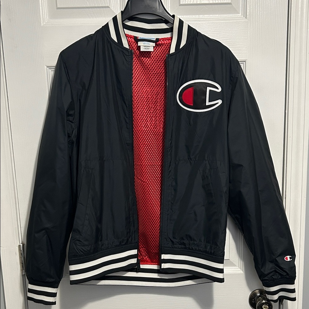 Champion Black Jacket with Red Lining